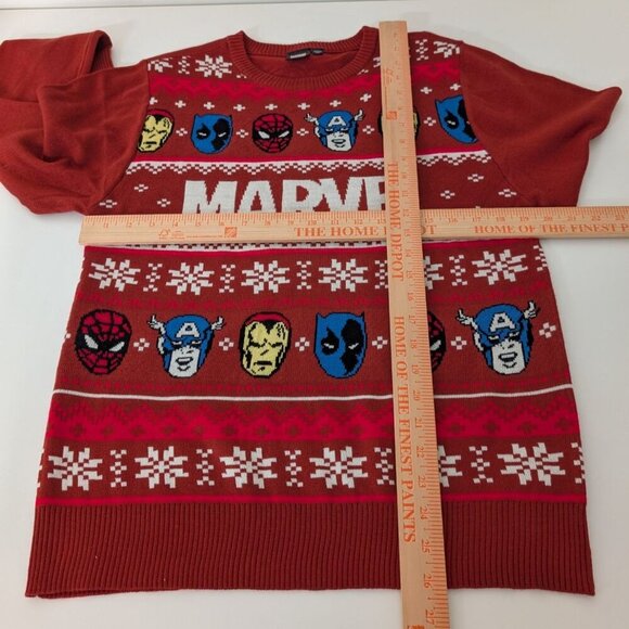 Marvel Ugly Christmas Sweater Boys Size XXL Iron Man Spider Man Captain America - Picture 7 of 9